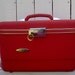 Vintage Suitcase Red Hot Traincase/Luggage/ With Key/Art Case/Mad Men/70s/College Dorm Storage Back to School.