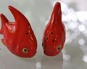 Vintage Red Fish Ceramic Salt and Pepper Shakers