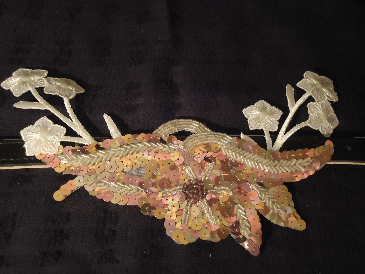 Couture dog collar.Pink multi colored sequin collar 10 - 11 inch with white flower edging.Perfect for wedding or party.