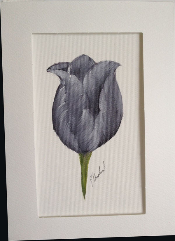 Black Tulip Oil Painting on Canvas Greeting Card