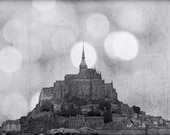 Le Mont St Michel black & white photo print on canvas 16x24"