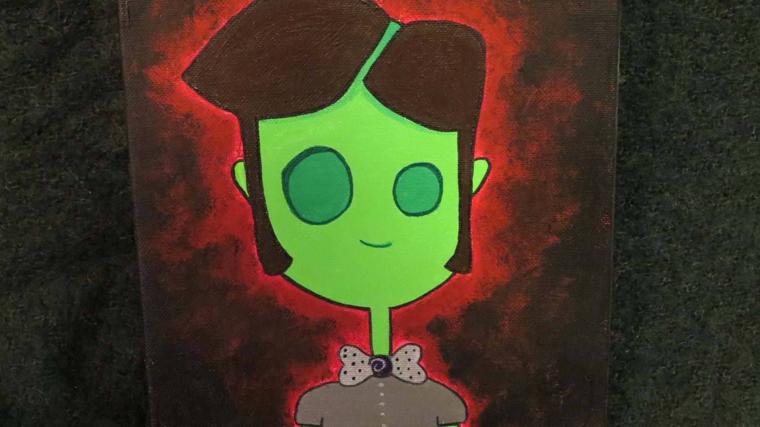Zombie Boy. 10x8 Acrylic Canvas. Original Cartoon