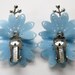 Vintage CORO Blue Plastic Flower & Rhinestone Clip-on Earrings - 1950s / Vintage Wedding / Free Shipping in USA