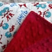 Dr Seuss Thing One and Thing Two Mini Minky Baby Blanket with Red Dimple Dot Minky