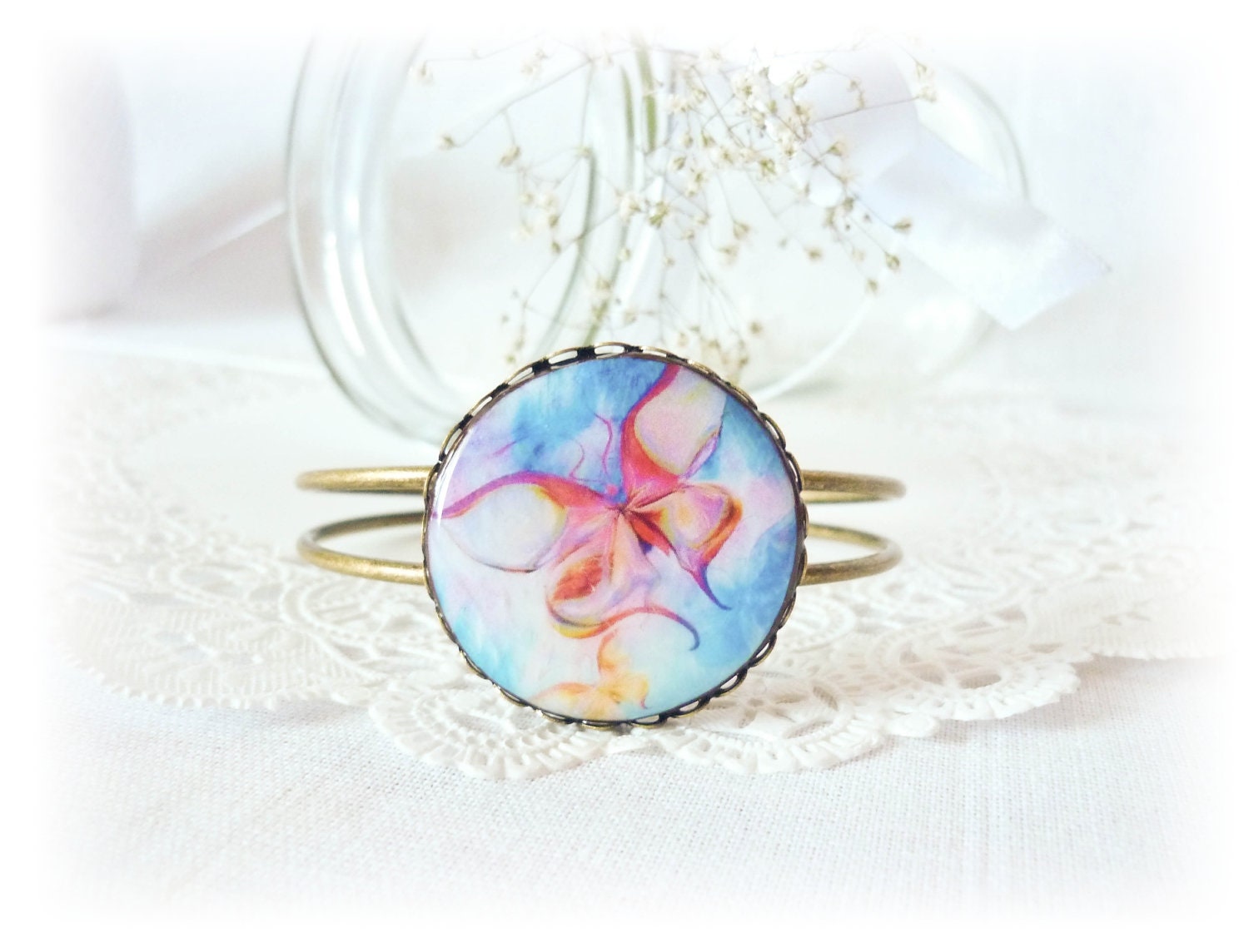 SALE Butterfly Bracelet, Colorful butterfly, Multicolored Bracelet, Bright bracelet