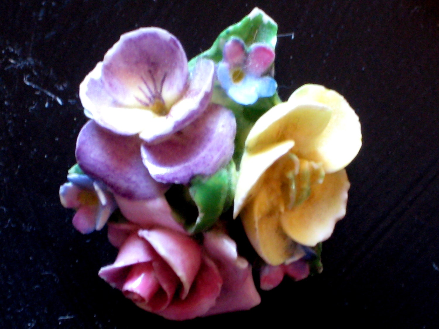 Vintage Jewelry, Coalport floral china bouquet brooch, made in England, bone china