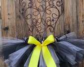 BAT GIRL Ribbon Tutu with Matching Free Flower Headband - Sizes Newborn to 5T