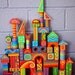 Rainbow Vintage Colourful Wooden Building Blocks- finished set