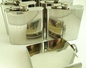 8 Monogrammed Flasks With Mirror Finish - Engraved Groomsmen Gifts