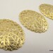 Gold Plated Filigree Domed Oval, 29.5x23mm, 10 Pieces