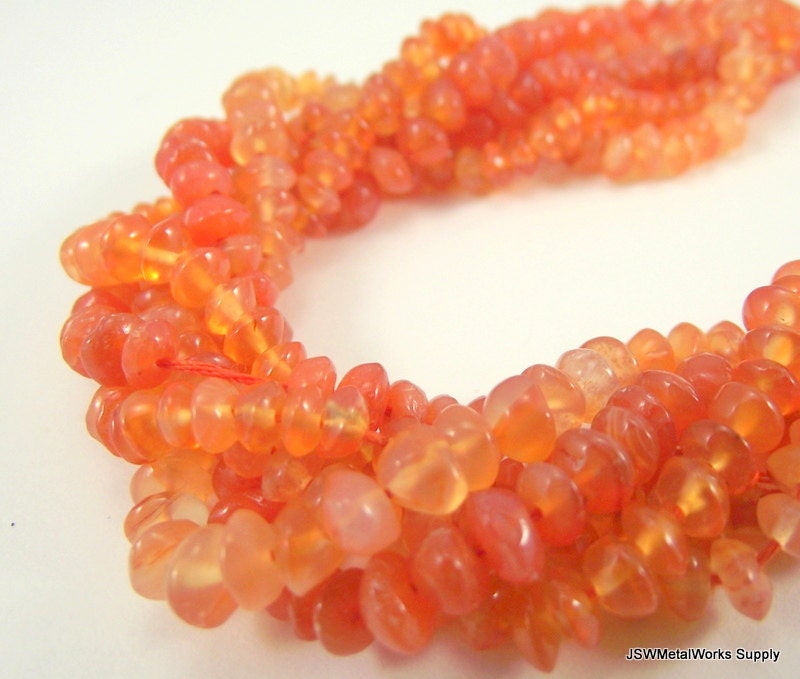 Carnelian Saucer Beads, 14 inch Strand, 4mm beads