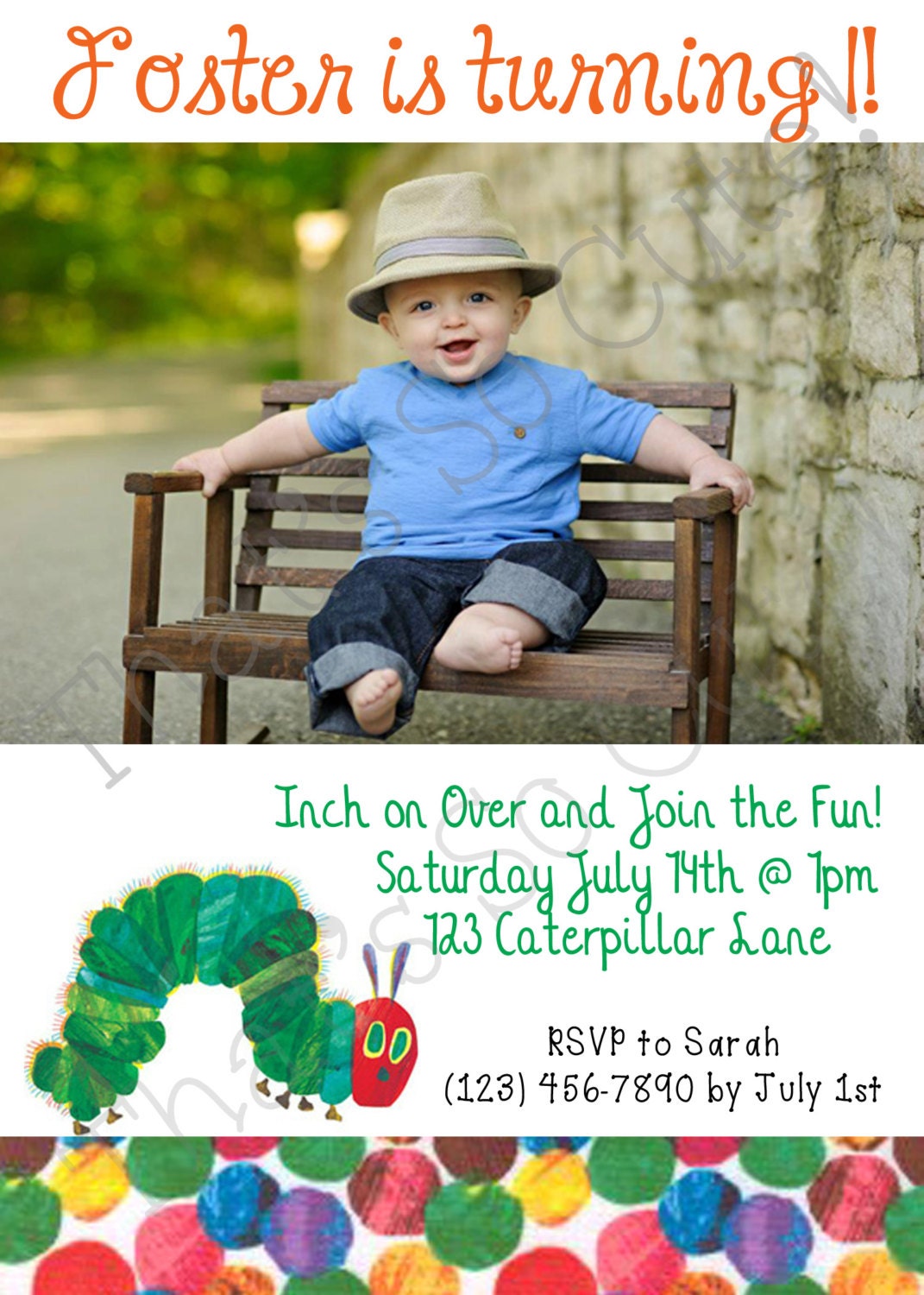 The Very Hungry Caterpillar Invitations w/ Your Child's Picture Il_570xn