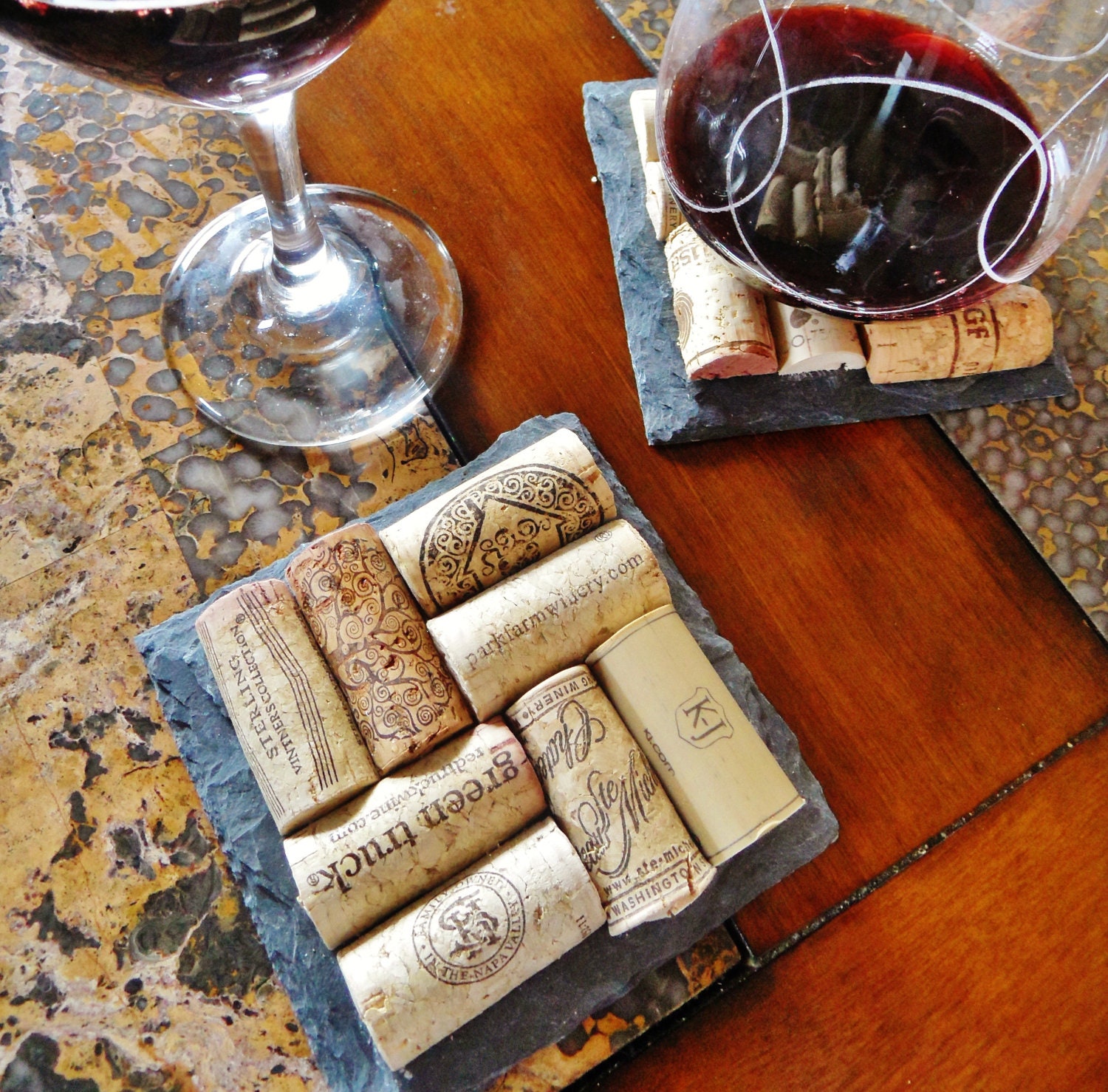 Slate Wine Cork Coasters (Set of 2)