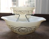 Vintage Pyrex- Golden Scroll Promotional Cinderella Bowl Chip Dip Set