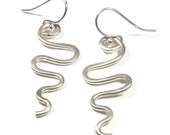 Zig Zag Earrings, Sterling Silver, Mothers Day Gift, Silver Swirl Earrings, Statement Earrings, Wave Earrings, Unique Gift, Spiral Earrings