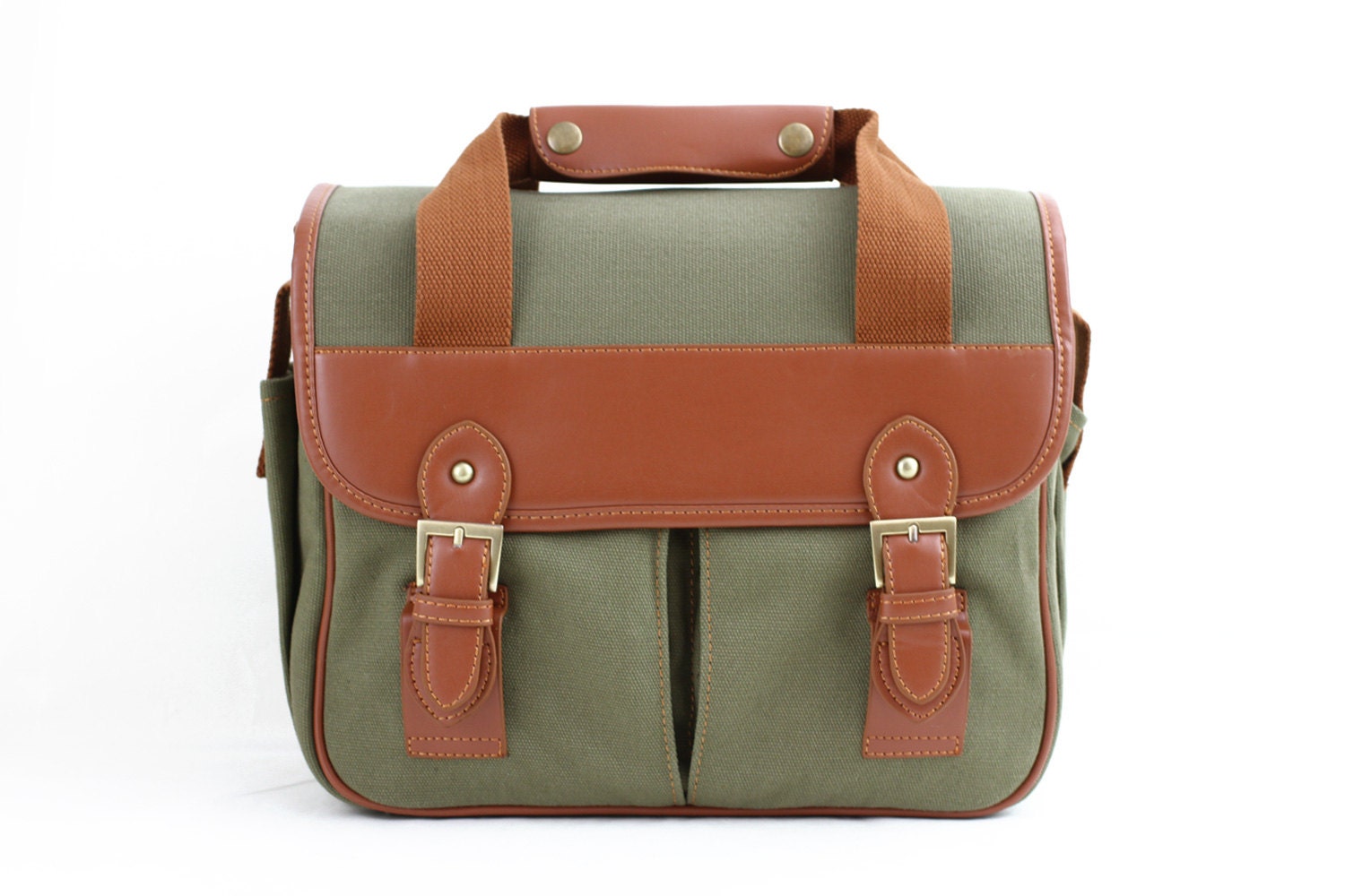 C110 Green Canvas Camera Bag w/ Shoulder Strap