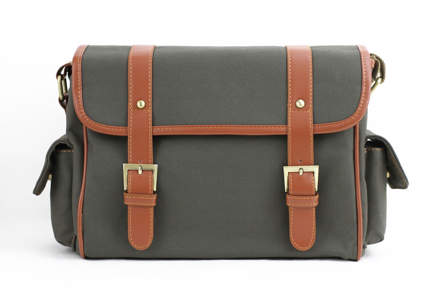 C106 Green Canvas Camera Bag w/ Shoulder Strap
