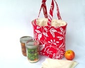 Jars to Go Bag - red floral mason jar lunch bag