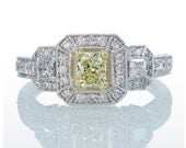 18 Karat White Radiant Cut Yellow Diamond Engagement Wedding Anniversary Ring