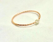 2.5mm Moissanite Skinny Rose Gold-Filled Stacking Ring with Sterling Silver Prong Setting