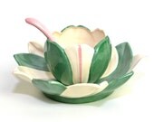 Retro Dip Bowl Set with Spoon - Handmade Party Pottery for Sauce, Salsa, Sugar - Vintage Home Kitchen Decor or Serving