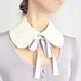 Detachable Collar Lace Collar Vanilla Ivory Cream Beige Peter Pan Collar with Detachable Lilac Grey Blue Ribbon Bows Lolita Shirt Collar