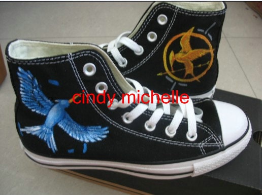 Custom Converse Hunger Games  Hand Painted On Converse Shoes Great Gift
