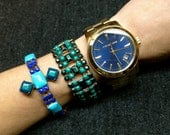 Emerald Green Hand Painted Rhinestone Bracelet