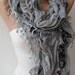Trendy- Light Grey Lace and Cotton Ruffle Scarf
