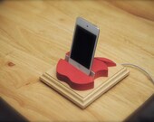 The "Pink Apple" custom hand made wooden docking stand for iPhone, iPad mini and iPod touch or nano