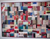 handmade scrappy  "crazy" quilt    83 x 62