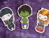 CLEARANCE Adorable Avengers Chibi Sticker Set - Thor, Loki, and Hulk - Kawaii