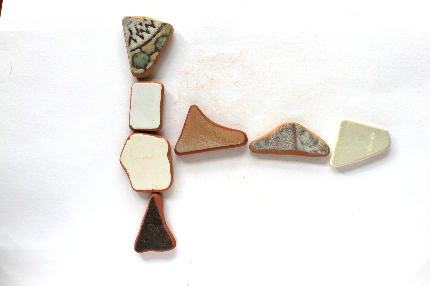 Italian beach pottery shards,vintage, natural beads, sea shards, jewelry supplies,artisan, (L142)