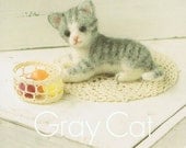 Japanese Wool Needle Felting Craft Kit - Gray Cat