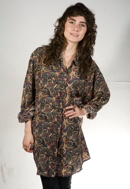 90s SILK PAISLEY baroque oversize button down shirt