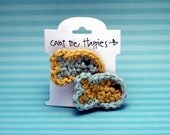 Two Crochet Fish Hair Clip in Blue and Chartreuse