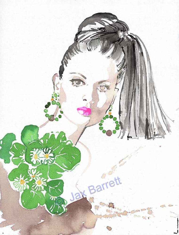 The Emerald Corsage - Fashion Illustration Giclee Print by Jax Barrett now with FREE shipping