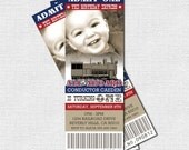 TRAIN TICKET INVITATIONS Birthday Party Vintage Style Boarding Pass - (print your own) Personalized Printable