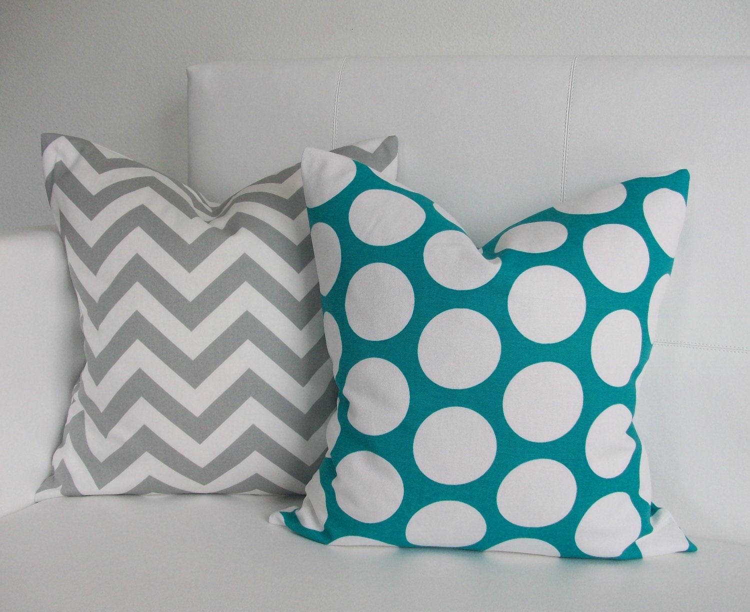 Turquoise and Gray Pillow Covers - 16x16 - Set of 2 Decorative Throw Pillow Covers