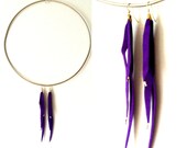 Recycled Leather Long Purple Dangling Earrings ON SALE NOW