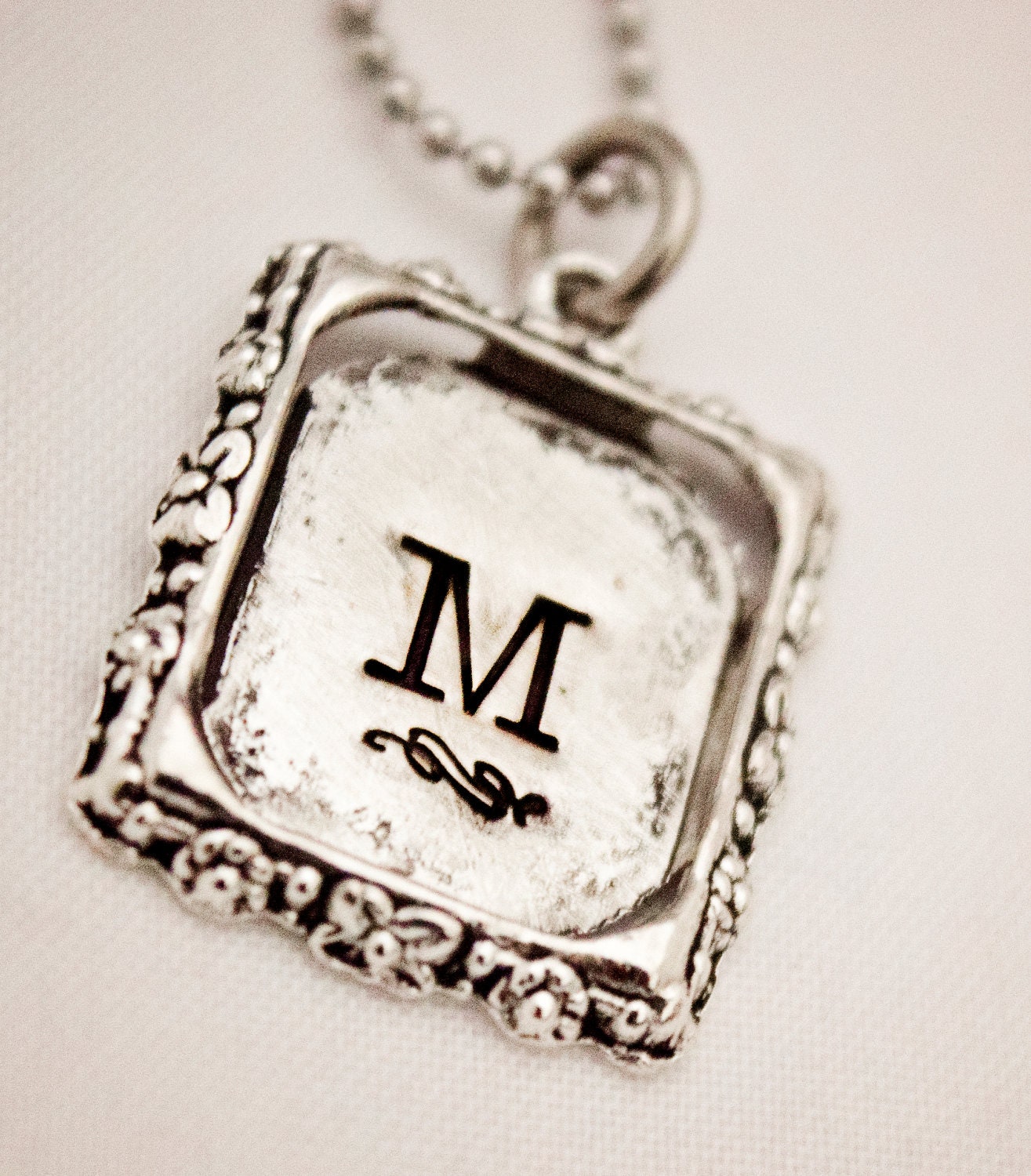 Initial Pendant - Hand Stamped Personalized Single Letter Necklace - Tibetan Silver - Simple, Elegant Gift for Him or Her