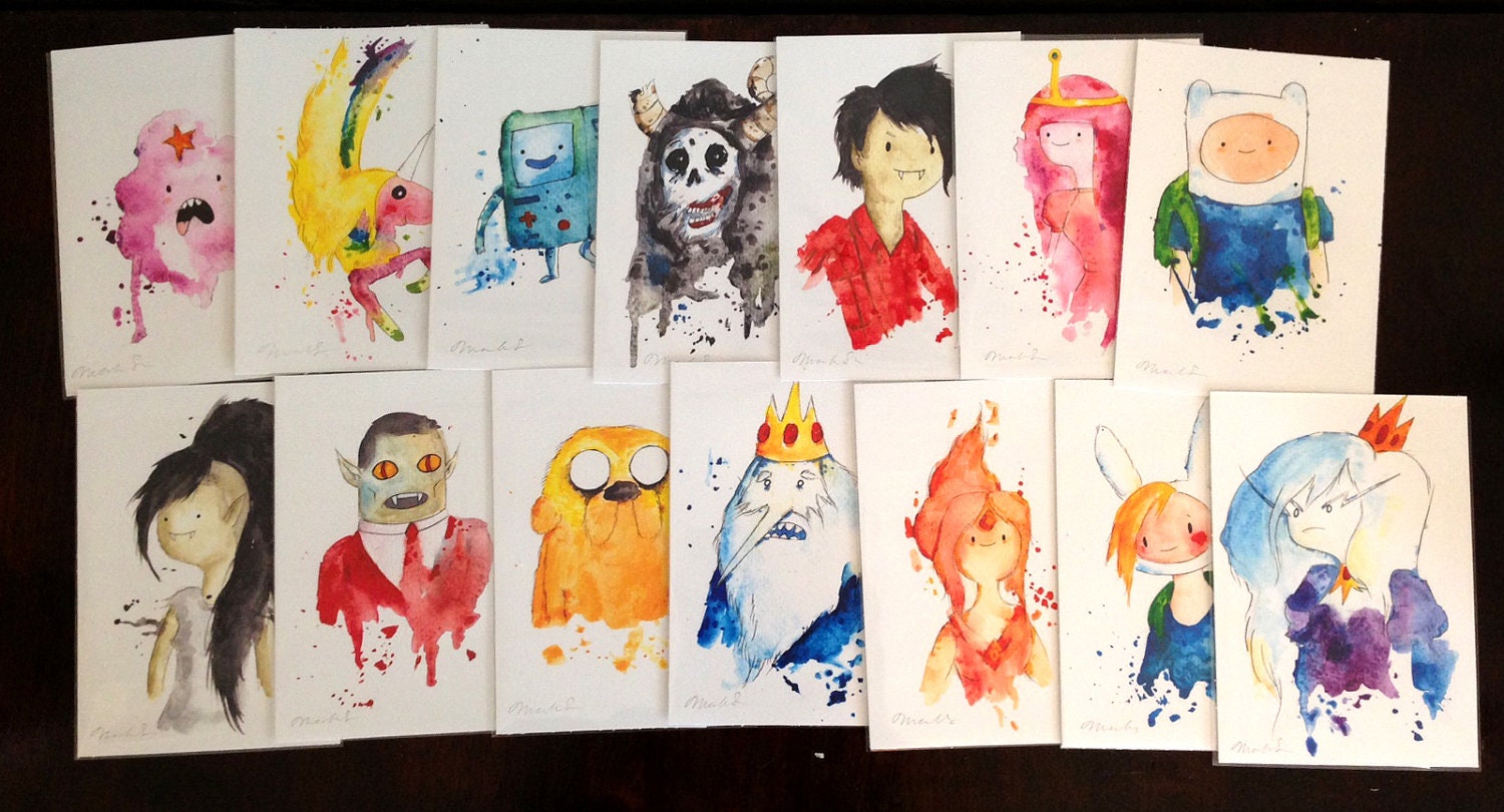 SET of 15 mini prints 5x7 inch inch inkjet print / Adventure Time Fan Art