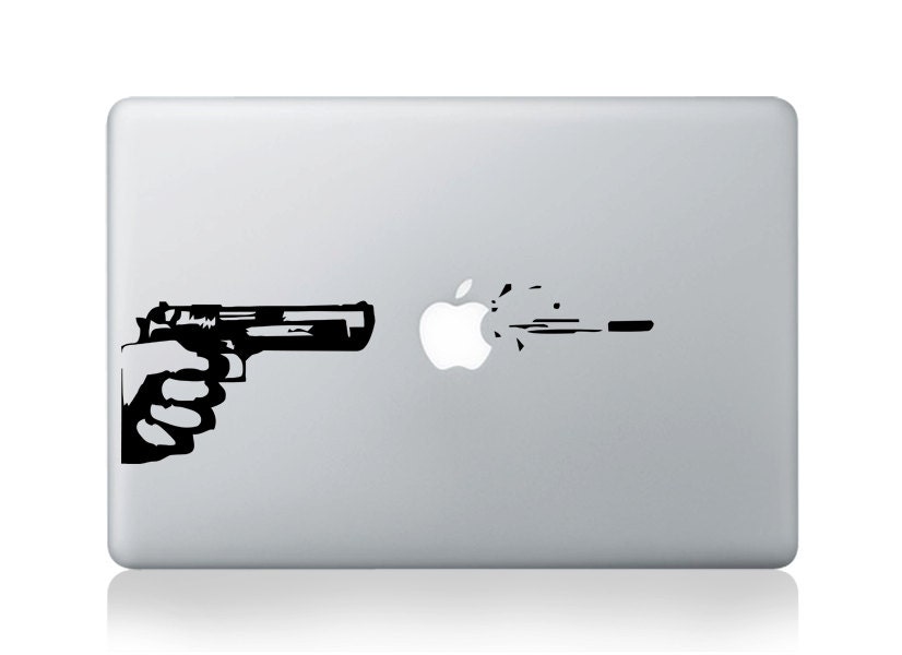 pistol - - mac decal apple decal ipad1 ipad2 ipad3 decal macbook decal Mac book stickers
