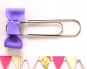 Purple Bow Bookmark, Giant polymer clay bow on a giant paperclip
