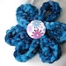 Blue Knitted Corsage, Teal Yarn Flower, knitted Accessory,