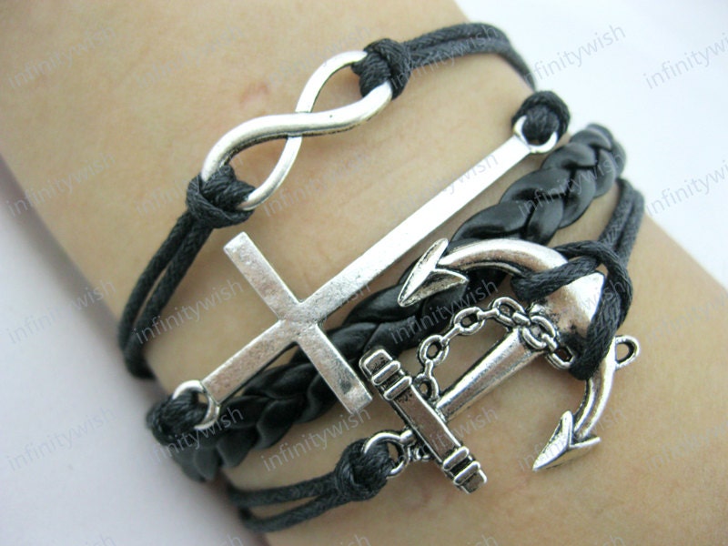 Bracelet-infinity bracelet,cross bracelet,anchor bracelet-Z373