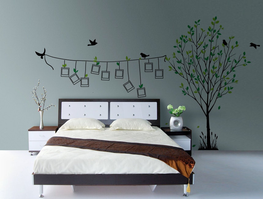 6.5 FEET Tall photo Tree with 10 photo frame-tree nursery wall decal vinyl wall decals baby decor nursery wall sticker children wall decals