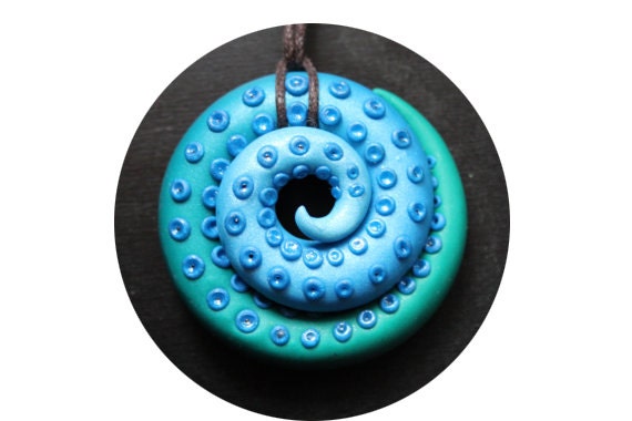 Custom Polymer Clay Octopus Tentacle Pendant (Any Colors You'd Like)