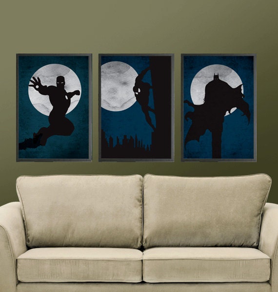 Batman, Iron man and Spiderman 11X17 Poster Set