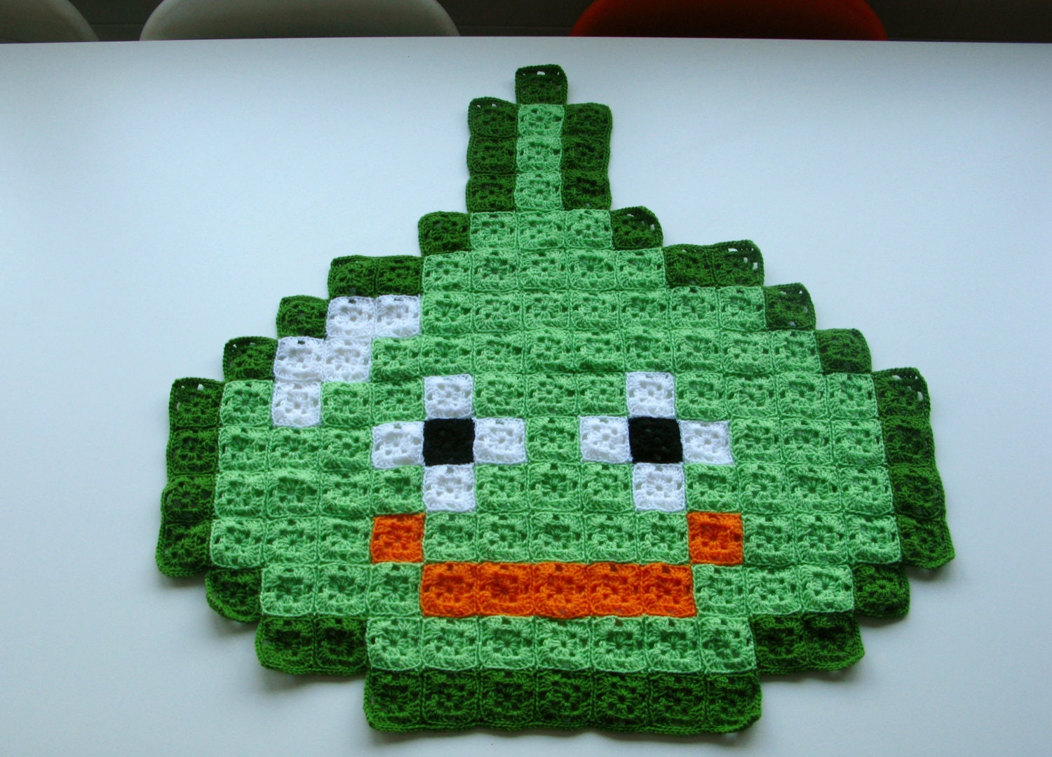 Dragon Quest Green Slime 8-bit Crochet Blanket